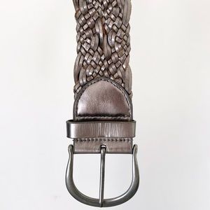 GAP Silver Gray Braided Woven 2 Inch Wide Belt Y2K Chunky Boho Western Festival